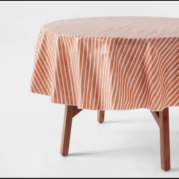 NWT threshold orange white tablecloth cover 70”x70” cotton polyethylene - Picture 2 of 6